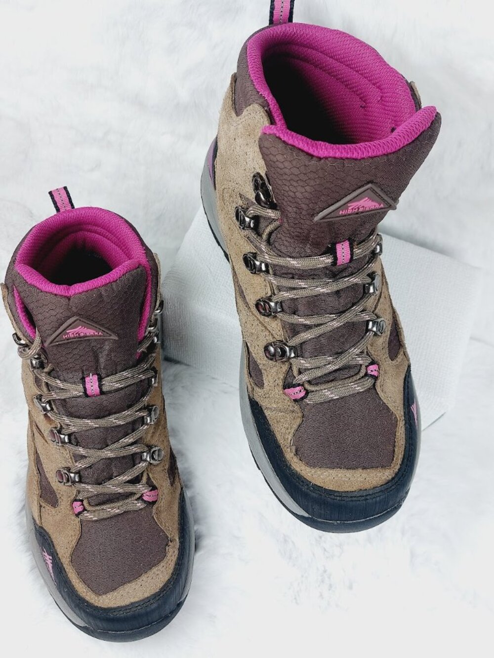 High Sierra Trekker Women's Brown Pink Lace-Up Waterproof Hiking Boots Size 7.5 - Picture 4 of 12